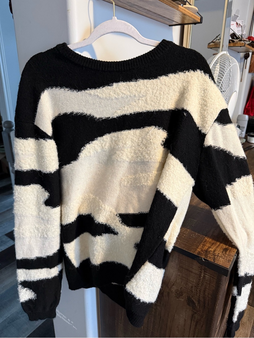 Black and Cream Striped Cozy Mens Sweater